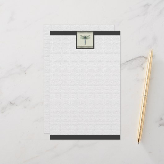 Papeterie Élégante libellule bleue (Devant/Arrière en situation)