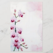 Papeterie Elégante Orchidée d'Aquarelle rose romantique (Dos)