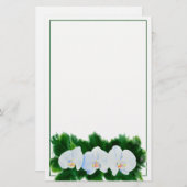 Papeterie Elégante peinture d'orchidée tropicale blanche (Devant / Derrière)
