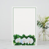 Papeterie Elégante peinture d'orchidée tropicale blanche (Debout devant)