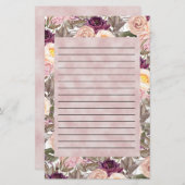 Papeterie Élégante Peonies violettes rose (Devant / Derrière)