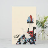 PAPETERIE ÉLÉGANTE ROBE FLORALE DE DAME / MONOGRAMME DE MODE (Debout devant)