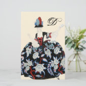 PAPETERIE ÉLÉGANTE ROBE FLORALE DE DAME / MONOGRAMME DE MODE (Debout devant)