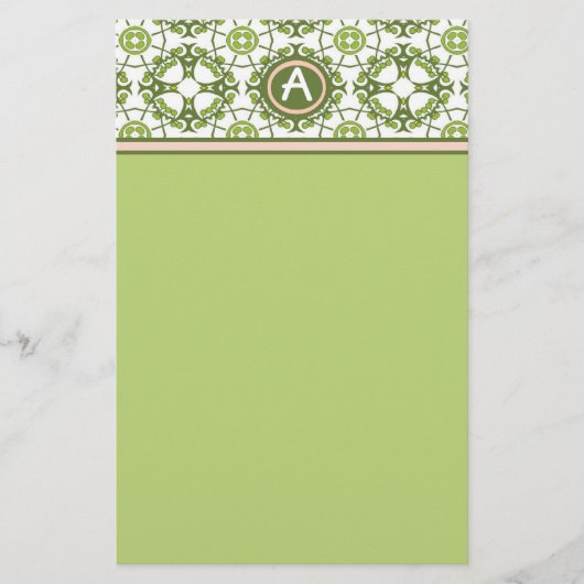 Papeterie élégante verte celtique monogrammée (Devant)