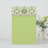 Papeterie élégante verte celtique monogrammée (Debout devant)