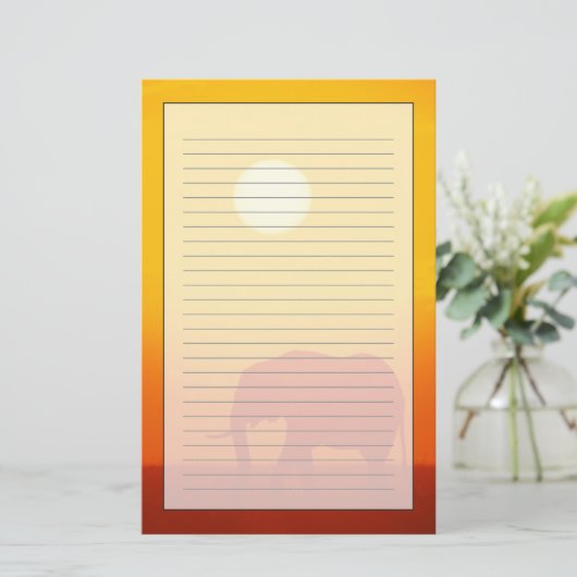 Papeterie Éléphant africain marchant au coucher du soleil, (Debout devant)