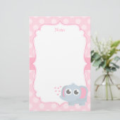 Papeterie Éléphant mignon de bébé avec amour pour des filles (Debout devant)