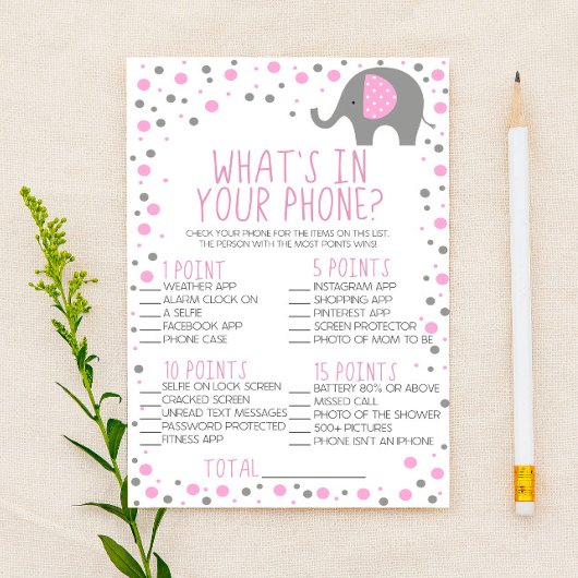 Papeterie Eléphant rose Gris Dans Votre Baby shower Téléphon