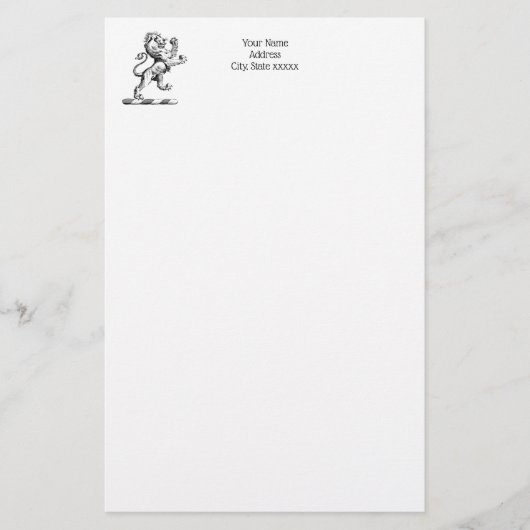 Papeterie Emblème héraldique du lion debout (Devant)