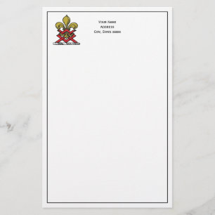 Papeterie Emblème Preppy Gold Red Heraldic Crest Fleur de Li