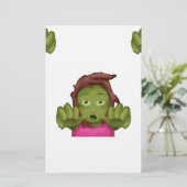 Papeterie emoji zombie femme (Debout devant)