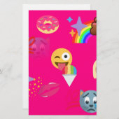 Papeterie émoticône rose chaud (Devant / Derrière)