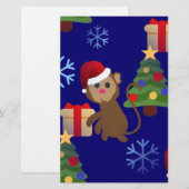 Papeterie Émotion de singe de père Noël (Devant / Derrière)