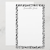 Papeterie Empreinte de léopard noir et blanc | Personnalisé (Devant / Derrière)