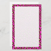 Papeterie Empreinte de léopard/rose chaud/Ajouter couleur ar (Devant / Derrière)