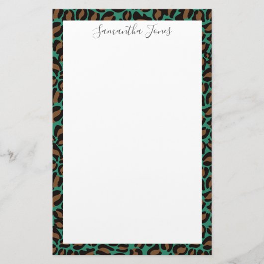 Papeterie Empreinte de léopard rose jaune | Personnalisé (Devant)