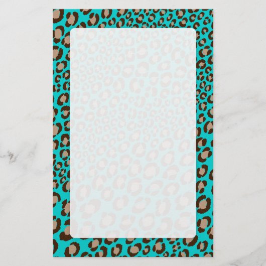 Papeterie Empreinte de léopard/turquoise/Ajouter couleur arr (Devant)