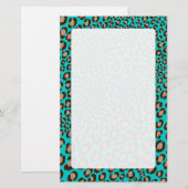 Papeterie Empreinte de léopard/turquoise/Ajouter couleur arr (Devant / Derrière)