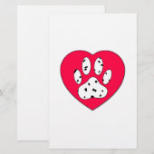Papeterie Empreinte de patte dalmate dans le coeur rouge (Devant / Derrière)
