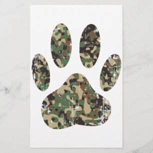 Papeterie Empreinte de patte de chien Camo en détresse