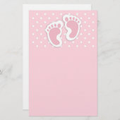 Papeterie Empreintes Bébé Rose Cute (Devant / Derrière)