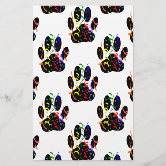 Papeterie Empreintes de pattes Confetti Et Motif Party Strea (Devant)