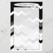 Papeterie en noir et blanc Chevron pour écriture m (Devant)