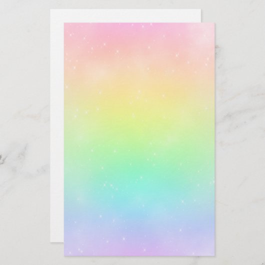 Papeterie en pastel de ciel d'arc-en-ciel (Devant / Derrière)