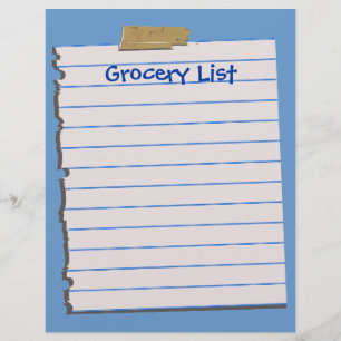 Papeterie en-tête de liste d'épicerie