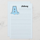 Papeterie En vichy bleu avec lettre A pour les garçons (Devant / Derrière)