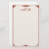 Papeterie encadrée rouge de Nouveau d'art décoré (Devant / Derrière)