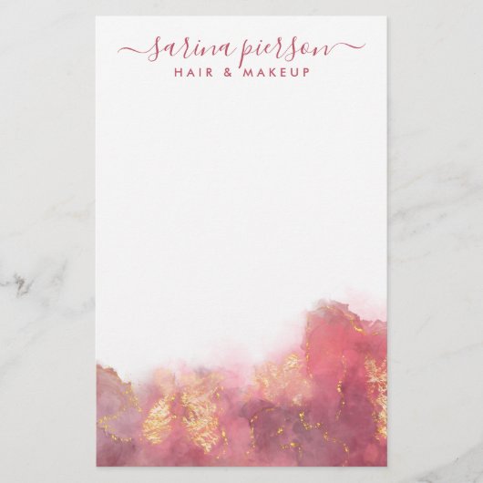 Papeterie Encre Aquarelle Liquide D'Art Moderne Rose Et Or R (Devant)