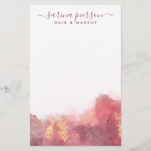 Papeterie Encre Aquarelle Liquide D'Art Moderne Rose Et Or R (Dos)