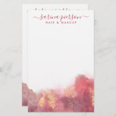 Papeterie Encre Aquarelle Liquide D'Art Moderne Rose Et Or R (Devant / Derrière)