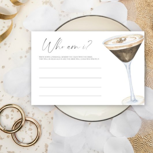 Papeterie Espresso Martini douche nuptiale Qui suis-je jeu