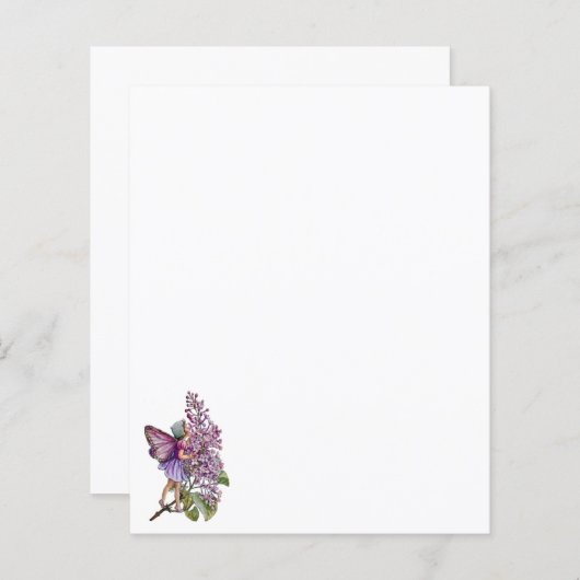 Papeterie et enveloppe "La Fée Lilac" (Devant / Derrière)