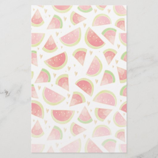 Papeterie Eté Watermelon Slices & Gold Heart Motif (Devant)