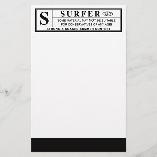 Papeterie étiquette d'avertissement de surfer (Devant)