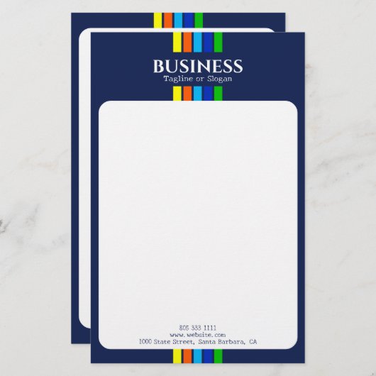 Papeterie Étiquette de nom d'entreprise Moderne Rayures Bleu (Devant / Derrière)