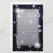 Papeterie Étoiles brillantes lumineuses dans l'espace rayé (Devant / Derrière)