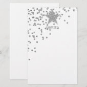 Papeterie Étoiles d'argent brillant Personnalisées (Devant / Derrière)