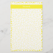 Papeterie Etoiles jaunes Blanc BG, Nom jaune Monogramme (Devant)