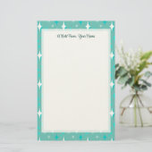 Papeterie Étoiles Rétro Éditable sur Teal 5.5" x 8.5" (Debout devant)