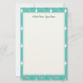 Papeterie Étoiles Rétro Éditable sur Teal 5.5" x 8.5" (Devant)