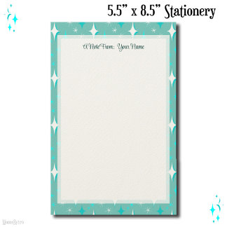 Papeterie Étoiles Rétro Éditable sur Teal 5.5" x 8.5"