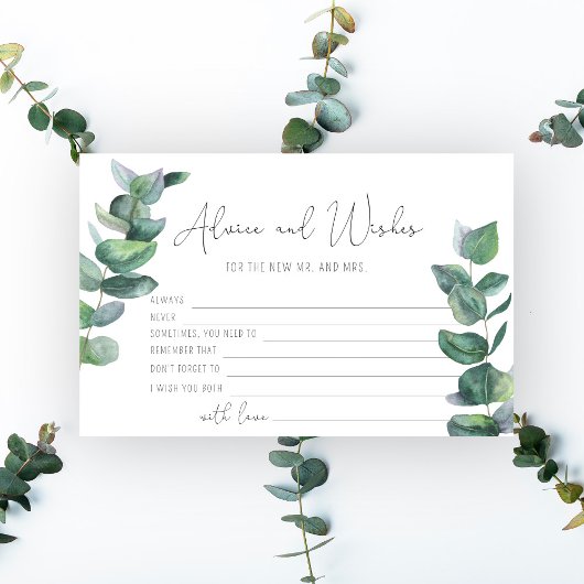 Papeterie Eucalyptus - conseils et voeux nuptiale douche