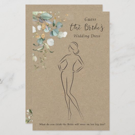 Papeterie Eucalyptus Devine Le Jeu De Fête des mariées Robe (Devant / Derrière)