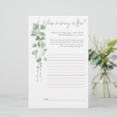 Papeterie Eucalyptus Fête des mariées Jeu Dont La Mémoire Es (Debout devant)