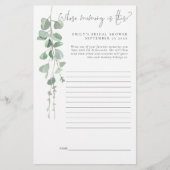 Papeterie Eucalyptus Fête des mariées Jeu Dont La Mémoire Es (Devant)