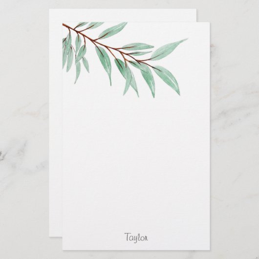 Papeterie Eucalyptus Feuilles (Devant / Derrière)